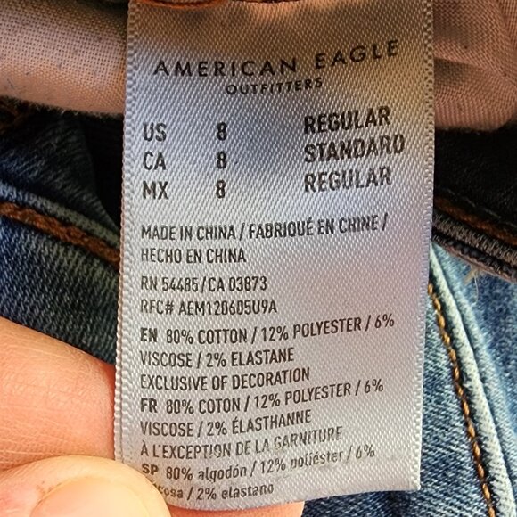 American Eagle Outfitters Medium Wash Hi-Rise Skinny Kick Jeans Size 8 - Picture 9 of 16